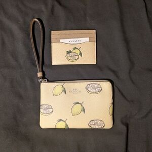 Coach Beige Wristlet and Card Holder Set